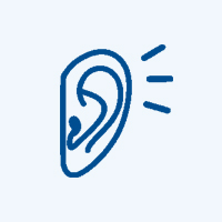 hi tone hearing ear icon with bg